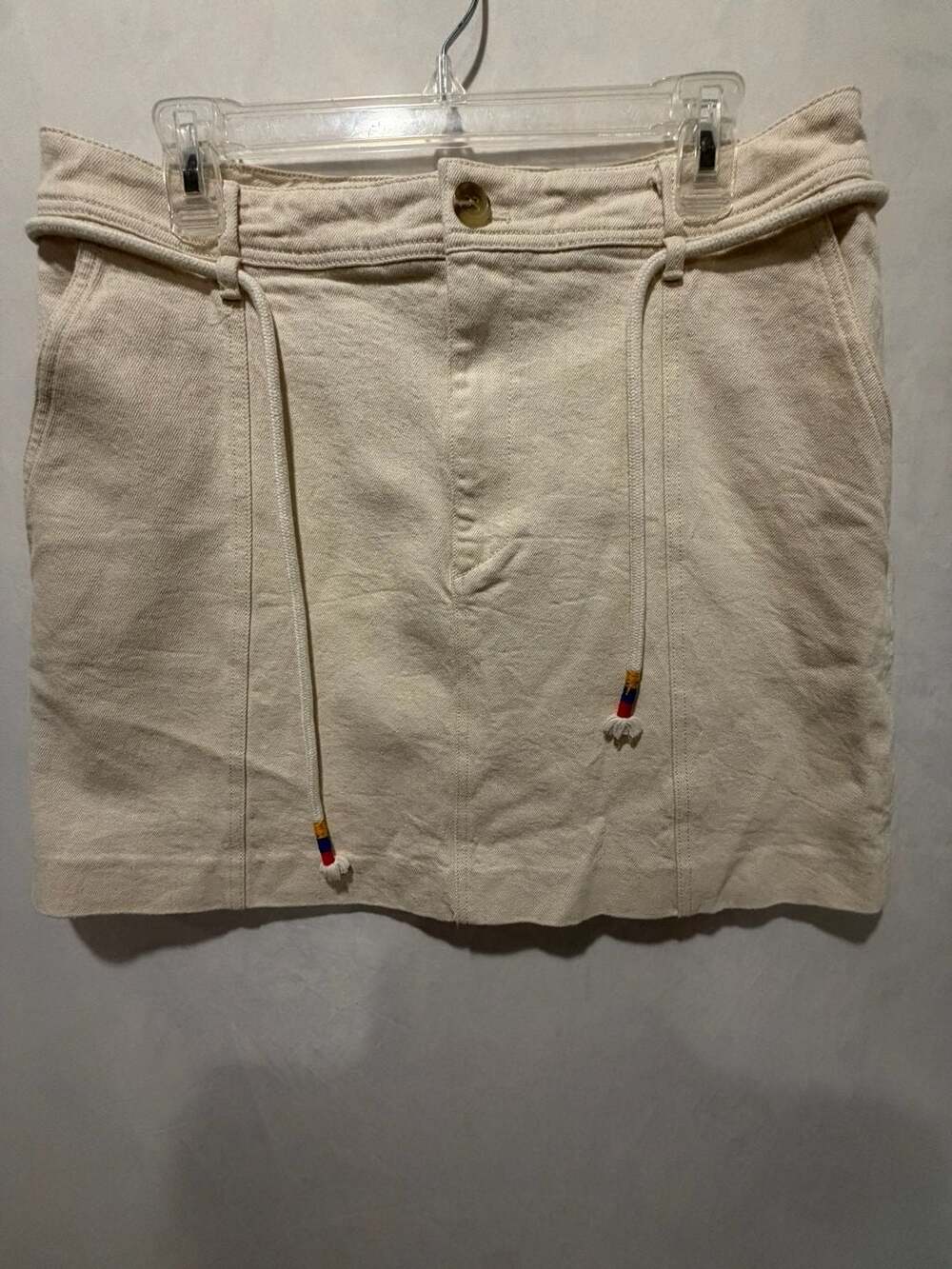 Madewell Capital A-Line Mini Skirt Khaki Size 12 w/ Drawstring Belt